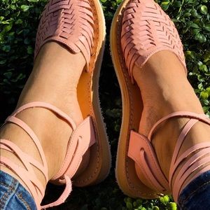 Mexican style huaraches light pink.